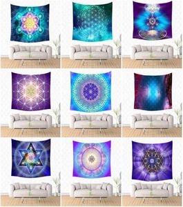 Rainbow Galaxy Astrology Tapestries and Energy Medicine Flower of Life Geometry Symbol Pattern Symbol Stamping Polyester Wall Deco9315849