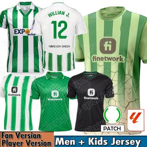 24 25 Camiseta Gerçek Betis Futbol Jersey Kids Kit Futbol Gömlek 2024 2025 Ev Away Üçüncü Fekir Joaquin Willian Jose Fornals Isco Ayoze Isco 88 89 Retro Sürdürülebilirlik