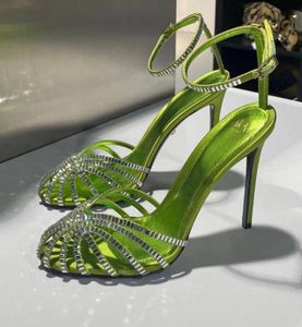 Alevi Milano Highheeled Sandals Crystalencructed حزام مصممي البخلف