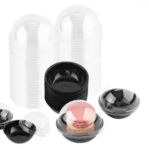 Gift Wrap 50 Pack Clear Plastic Mini Cupcake Container Enskilda förpackningar Behandla lådor med kupollock för muffinsmakaron