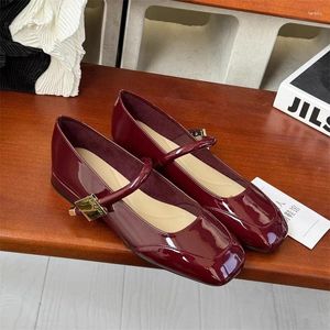 Casual Shoes For Women Flats Sole Leather Mary Jane Elegant Shallow Red Black Ballet Chaussures Femme Summer Spring Autumn