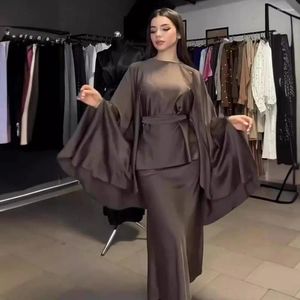 Skirts 2024 Woman Two Piece Sets Round Neck Batwing Sleeves Casual Top Elegant Long Skirt Loose Outfits Ladies Solid Vintage Suits