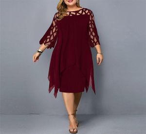 Women039s Summer Dress Plus Size Party Ladies Elegant Mesh Sleeve Casual Wedding Club Outfit Kleidung 6xl 2106187357243
