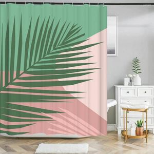 Dusch gardiner nordisk stil konst lämnar mönster gardin grön växt blad tyg vattentät polyester badrum dekor
