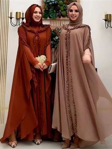 Ethnic Clothing Ramadan Chiffon Muslim 2 Piece Khimar Abaya Set Islam Hijab Dress African Dresses For Women Ka Robe Femme Musulmane Kaftan T240510