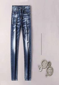 2020 Novo PD11075 MEN039S Brand Jeans Style Style Autumn Winter Business Casual Blue escuro elástico Denim reto calças Male8455623