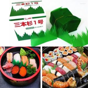 装飾的な花1000pcs /box緑の葉日本料理の寿司装飾草の葉の創造的なプラスチックの刺身装飾ツール