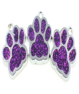 Whole 50pcslot Bling dog bear paw print hang pendant charms fit for diy keychains necklace fashion jewelrys306i4727122