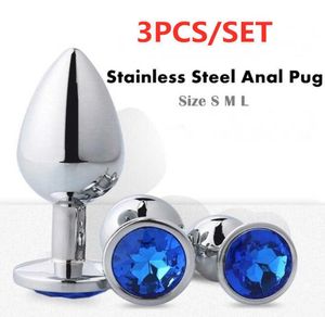 3 Größe Edelstahl Analstecker Metall Butt Plug Large Set Perlen Stimulator Erwachsene Spiele Sexspielzeug für Frauen Man Anal Toys S08242877965