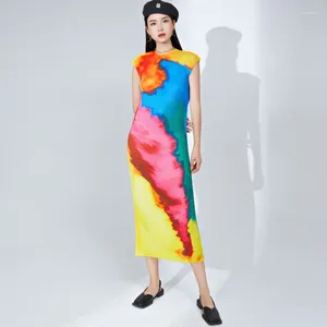 Party Dresses Cozok A-Line Fashion All-Match Pleated Dress Women's Gradient Color Mid Length Style Elegant Temperament WT486
