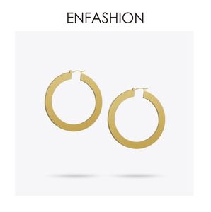 Enfashion vintage stora bågörhängen matt guld färgörningar rostfritt stål cirkelörhängen för kvinnor smycken oorbellen t1906252740794