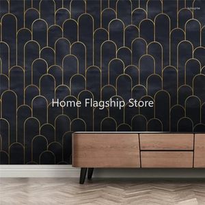 Wallpapers Black Gold Metal Arc Decor Stickers Self Adhesive Waterproof Wallpaper Peel And Stick Contact Paper For Bedroom Furniture