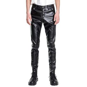 Herrenhosen große dünne Lederhosen Herren Motorradhosen Spring Neue modische Farbe Elastischer Ultra-dünner PU-Hosen wasserdichte Herren Pantsl2405