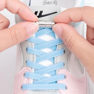 Skobelar Elastiska skosnören utan slipsar Platta snören för sneakers Metallås snabbt sätt på och tar av lat spetsgummiband