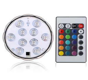 10 SMD5050 LED Çok Renkli Dalgıç Su Geçirmez Düğün Partisi Vazo Base Base Işık Hookah Shisha6853195 için 24 Anahtar Uzaktan Kumanda