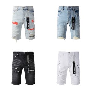 Purple Designer Mens Jeans Hip Hop Casual Short Knee Lenght Jean Clothing 29-40 Storlek Högkvalitativ Shorts Denim Jeanspants Hål Purpurmärke Jeans för män