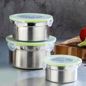 Servis 1 Set i rostfritt stål Crisper förvaring Container lunchlåda med lock stapelbara kök picknickmaterial