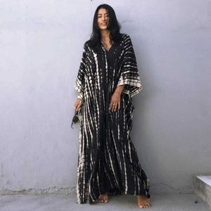 Urban Sexy Dresses 2023 Rayon Beach Smock Maxi Dress Elegant Fashion Holidays Party Female Long Dress Tie-Dye Batwing Slve Bohemian Sundress New T240510