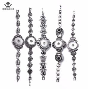 Braccialetti Charm Royalbeier 5pcslot Est Design da 18 mm bottoni a scatto Bracciale inossidabile Fiori Love Flowers per donne SZ05634465618