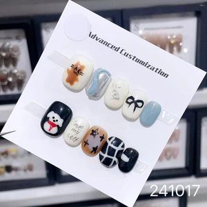 Party Favor 10 PCS Malowanie ręki na paznokci Nieregularny krótki kwadratowy owalny Oval Śliczny piękny w stylu Korea Fałszywe paznokcie paznokcie odsprzedaż mały biznes