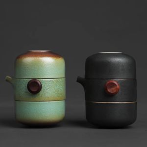 Luwu Japanese Ceramic Teapot Gaiwan Teacups手作りポータブル旅行オフィスティーセット240510