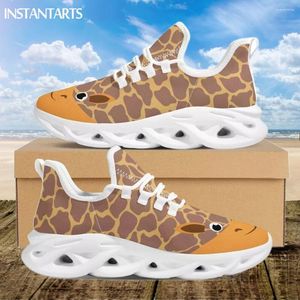 Sapatos casuais instantarts giraffe desenho animado design 2024 esportes de tênis de tênis não deslizantes adolescentes de fundo durável