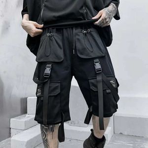 Men's Shorts 2024 Summer New Mens Multi Pocket Cargo Shorts Y2K Street Clothing Punk Style Techwear Cropped Pants Los CortosL2405