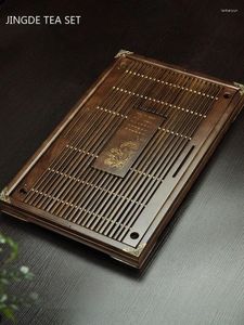 Tea Trays Water Storage Drainage Dual Purpose Solid Wood Tray Chinese Set Household Decorative Portable Table