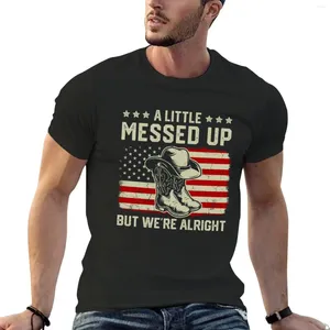 Herrpolos lite trasslat men vi är okej American Flag T-shirt sommarstopp överdimensionerade t-skjortor för män bomull