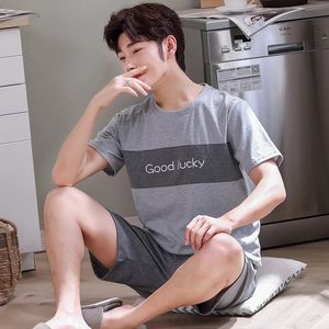 Männer Pyjamas Set Summer Shortsleeves Nachtwege Korean Cason Cotton Plus Size M4XL Nightwear Shorts Pajama Homme 240428