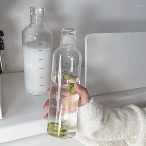 Cups Saucers Time Scale Cup Transparent Water Bottle Ins Simple Plastic Small Mouth Leakproof Drinking Portable Drinkware