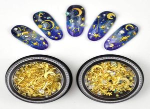 Nail Art Stud Star Nails Gold Metal Metal lantejoulas Diy Started Hollow Moon Stars Manicure Glitter Alloy Nail Art Decoration3760816
