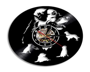 Labrador Golden Retriever Dog Record Wall Clock House Decorazione per animali domestici Lampada per orologio per cani per cani per cani regalo X07269878355