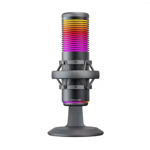 Microphones USB Condenser Gaming Microphone With Mount Filter Gain Control RGB For Streaming Podcasting