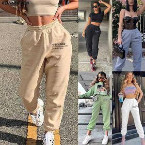 Basic Casual Dresses HUANSHOW 2022 Womens Sweatpants Wide Legs High Waist Sports Jogging Cargo Pants Street Clothing Wool Casual SweatpantsL2405