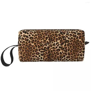 Сумки для хранения Custom Chietah Leopard Skin Print Bag Сумка для женского животного косметического организатора Lady Beauty Dopp Kit Box