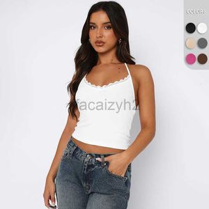 Women's T Shirt sexy Tees New Spicy Girl Women's Lace Neck Hanging Strap Tank Top Slim Fit Exposed Navel Y2K Top Summer tops