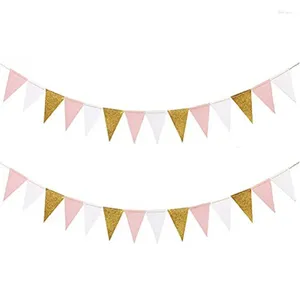 Party Decoration 3m Paper Banner Flags Triangle Bunting For Bridal Shower Wedding Baby Birthday Event Supplies