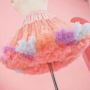 Skirts MeetLife Puffy Tulle Petticoat Colorful Underskirt Lolita Faldas Tutu Skirt Crinoline Soft Princess Ballet Dance Pettiskirts