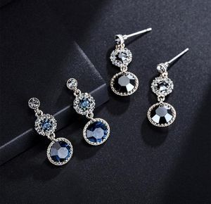 Osobowość retro niebieska czarna kryształowa cyrkon Kolczyki 2019 Koreańska moda biżuteria szykowna kolczyki dla kobiet7766312