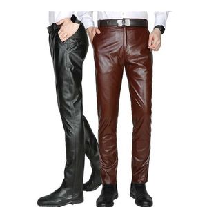 Men's Pants Mens leather pants autumn and winter genuine wool pants youth thick pants one layer jeansL2405