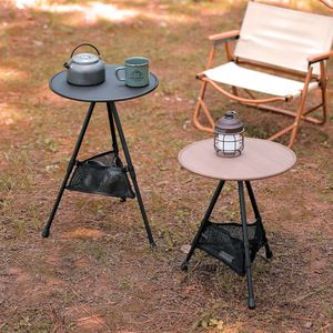 Liga de alumínio ao ar livre dobrável pequeno portátil redondo, mesa de jantar preta ajustável, camping, mesa de café Ultra Light