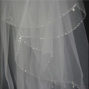 Hot Fashional Two-layer Beaded Edge Hip Length White Ivory Champagne Pink Red Black Purple Wedding Veil Meidingqianna Brand Bridal Veil 254H