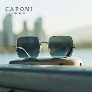 Güneş Gözlüğü Caponi Marka Moda Kadınlar Tasarım Gözlük kare tarzı renkli lensler Erkekler için Polarize Güneş Gözlükleri CP19711 310H