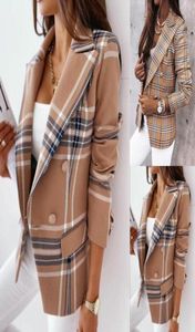 New Women Jackets Blends Dress Casual Long Sleeve Luxury Coats Classical Plaid Womens Designer Coats Working Causal Coat Size S2X2335727