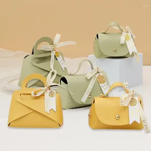 Gift Wrap Leather Bags Bow Packaging Bag Wedding Favour Distributions Baby Birth Candy Box Mini Handbag