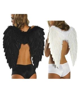 Feather Angel Wing Stage Utför svarta vita pografiska klädtillbehör Halloween Vuxen Boll Prop Wedding Supplies Party Deco8216767