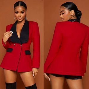 Red Black Blazer Suit Jacket Slim Fit Long Sleeve Formal Wedding Tuxedos Prom Evening Wear One Piece 283J