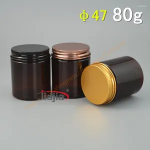 Depolama Şişeleri 80ml Boş Kap şekillendirme Jel Saç Balmumu 80G Krem Kavanoz Pet Ambalaj Kahverengi Altın/Bronz/Siyah Alüminyum Kapak