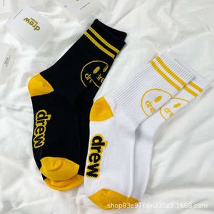 Men's Socks 23ssdrew Biber Smiling Face Socks Mens and Womens Mid Cap Trendy Brand Spring/summer Sports Calf Socks Ins Same Style Ogrk